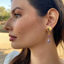 Brinco Basic Roxo - Acessório Feminino Artesanal