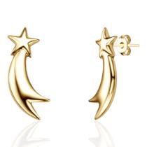 Brinco Básico Estrela Cadente Folheado Ouro 18k Antialérgico