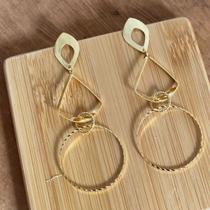 Brinco Beijar Semijóia Banhado a ouro Tendência Moderna