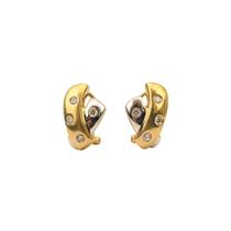 Brinco Bicolor Com 8 Brilhantes Em Ouro 18K