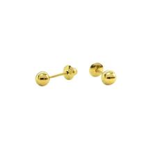 Brinco Bola 3Mm Em Ouro 18K Tarraxa Baby