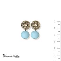 Brinco Bola Azul Claro com Strass Salmão - Candy Color 12661 Brinco Bola Azul Claro com Strass Salmão - Candy Color 12661