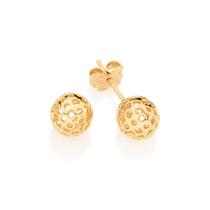 BRINCO BOLA COM DETALHES VAZADOS. MED 8MM DE DIÂMETRO Brinco feminino folheado a ouro 18k joia antialérgica presente feminino mulheres BRINCO BOLA COM DETALHES VAZADOS. MED 8MM DE DIÂMETRO Brinco feminino folheado a ouro 18k joia antialérgica presente feminino mulheres