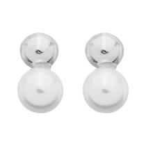 Brinco Bola Com Perola Banhado a Prata 925 Brinco Bola Com Perola Banhado a Prata 925