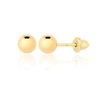 Brinco Bola de Ouro 18k Bolinha 4mm Criança 2º Furo 750 Brinco Bola de Ouro 18k Bolinha 4mm Criança 2º Furo 750
