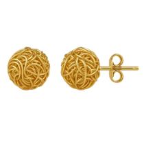 Brinco Bola Fios Aramado Folheado a Ouro 18K 8mm Brinco Bola Fios Aramado Folheado a Ouro 18K 8mm