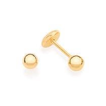 Brinco bola infantil folheado a ouro liso PP - tam.único Brinco bola infantil folheado a ouro liso PP - tam.único