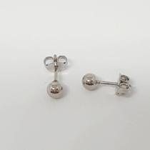 Brinco Bola Liso Folheado A Rodio Branco N4 Brinco Bola Liso Folheado A Rodio Branco N4