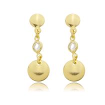 Brinco Bolas Com Pedra De Zircônia Cristal Banhado a Ouro 18k