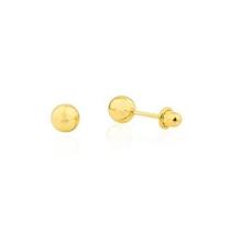 Brinco Bolinha 4mm + 2 Pingentes Coração Em Ouro 18k 750