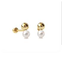 Brinco Bolinha e Perolinha em Ouro 18K - Coleção Baby Brinco Bolinha e Perolinha em Ouro 18K - Coleção Baby