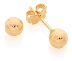 Brinco Bolinha Escovada 2 Furo Daminha Infantil 5 Mm Brinco Bolinha Escovada 2 Furo Daminha Infantil 5 Mm