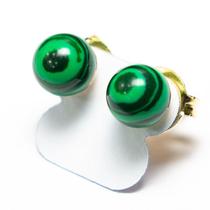 Brinco Bolinha Pedra Malaquita Pino Tarracha Dourado Brinco Bolinha Pedra Malaquita Pino Tarracha Dourado