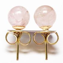 Brinco Bolinha Pedra Quartzo Rosa Pino Tarracha Dourado Brinco Bolinha Pedra Quartzo Rosa Pino Tarracha Dourado