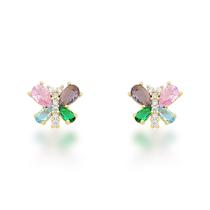 Brinco Borboleta Colorida Banhada a Ouro 18k Brinco Borboleta Colorida Banhada a Ouro 18k