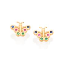 Brinco borboleta folheado a ouro COLORIDO 526694 Rommanel Brinco borboleta folheado a ouro COLORIDO 526694 Rommanel