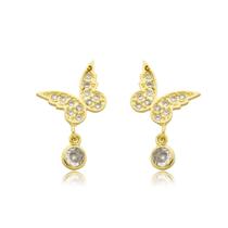 Brinco Borboleta Pedras Banhado a Ouro 18k Brinco Borboleta Pedras Banhado a Ouro 18k