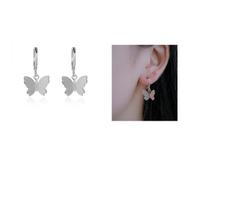 Brinco Borboleta Prateado em Aço Inox - Modelo Argola