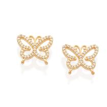 Brinco Borboleta Rommanel Lindo Com Zircônias Banhado A Ouro 18k 527235 Brinco Borboleta Rommanel Lindo Com Zircônias Banhado A Ouro 18k 527235