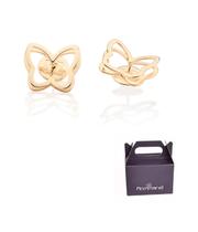 Brinco Borboleta Vazada Banhado a Ouro Rommanel 527463 Brinco Borboleta Vazada Banhado a Ouro Rommanel 527463