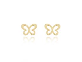 Brinco Borboleta Vazada Folheado a Ouro 18k