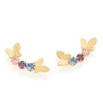 Brinco Borboletas Rommanel Com Zircônias Banhado A Ouro 18k Meninas E Mulheres Brinco Borboletas Rommanel Com Zircônias Banhado A Ouro 18k Meninas E Mulheres