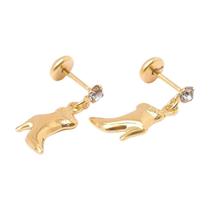 Brinco Bota com Argolinha Folheada a Ouro - Acessório Elegante Brinco Bota com Argolinha Folheada a Ouro - Acessório Elegante