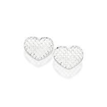 Brinco botão Coração em tramas Prata 925 Rommanel 820121 Brinco botão Coração em tramas Prata 925 Rommanel 820121