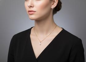 Brinco Botão Flor Cravejada E Colar Feminino Romântico Ouro 18k