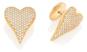 Brinco Botão Formato Coração Cravejado Po 527087