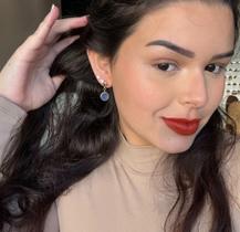 Brinco botão mine- quartzo azul