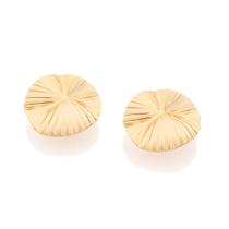 Brinco Botão Ondulado Banhado a Ouro Rommanel 527498 Brinco Botão Ondulado Banhado a Ouro Rommanel 527498