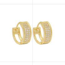 Brinco Bruna Semijóias Argolinha Pavê Médio Folheado A Ouro