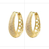 Brinco Bruna Semijoias Gota Cravado Com Zircônia