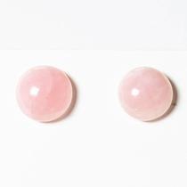 Brinco Button Disco 10mm Pedra Quartzo Rosa Natural Prata 950 Brinco Button Disco 10mm Pedra Quartzo Rosa Natural Prata 950