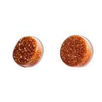 Brinco Button Pedra do Sol Pino Tarraxa Banho Dourado