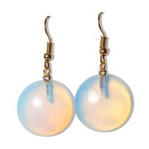 Brinco Cabochão Disco Pedra da Lua Anzol Banho Dourado Brinco Cabochão Disco Pedra da Lua Anzol Banho Dourado