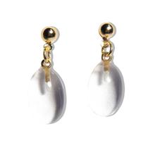 Brinco Cabochão Oval Pedra Cristal Natural Pino Dourado Brinco Cabochão Oval Pedra Cristal Natural Pino Dourado