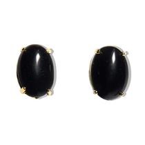 Brinco Cabochão Topinho Pedra Ônix Preto Baulado Dourado Brinco Cabochão Topinho Pedra Ônix Preto Baulado Dourado