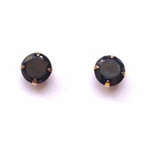 Brinco Cálice 6mm Preto Onix Ouro 18k 750