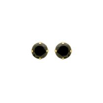 Brinco Cálice 6mm Preto Onix Ouro 18k 750