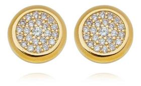 Brinco Camily Círculo Cravação Inglesa Zircônia Cristal banhado em ouro 18k