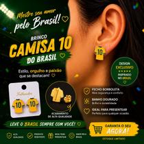 Brinco Camisa 10 Brasil Hipoalergênico 1.5cm Liga Metálica Estilo Patriótico Feminino