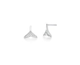 Brinco Cauda Cravejada Banhado a Ródio Branco - Zircônias - 10mm x 10mm Brinco Cauda Cravejada Banhado a Ródio Branco - Zircônias - 10mm x 10mm
