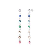 Brinco Chakras Zircônias em Prata 925 Brinco Chakras Zircônias em Prata 925