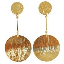 Brinco Chapa Duplo Sofisticado Banhado a ouro 18k