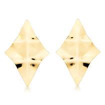 Brinco Chapa Ondulada Losango Banhada a Ouro 18k Brinco Chapa Ondulada Losango Banhada a Ouro 18k