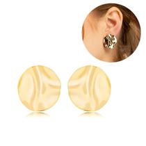 Brinco Chapa Orgânico Redondo Feminino Ouro 18k
