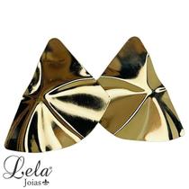 Brinco chapa organico triangular folheado em ouro 18k Brinco chapa organico triangular folheado em ouro 18k