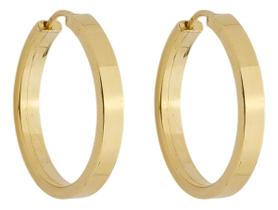 Brinco Chato Argola 14 Mm Em Ouro 18k 750 Dourado